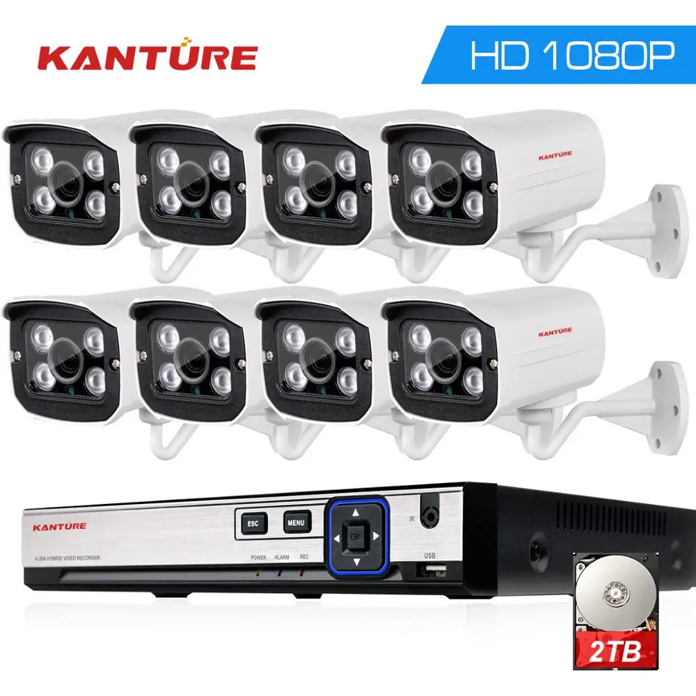 Камера Наружного видеонаблюдения KANTURE 8 каналов HDMI 1080P 2 Мп AHD CVI 3000tvl|video surveillance