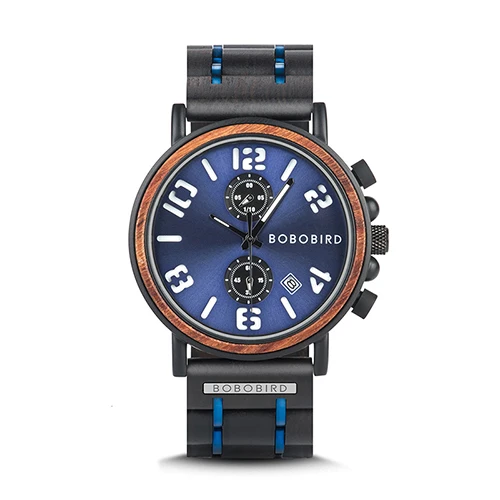 Relogio Masculino BOBO Bird деревянные часы мужские кварцевые часы военные водонепроницаемые наручные часы светящиеся наручные часы с деревянной коробкой подарок - Цвет: s26-2