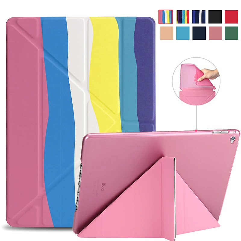 For ipad Mini 1 2 3 4 5 7.9 inch Leather Silicone Multi-fold Rainbow Smart Cover iPad Funda Soft Back Ultra Slim PU Case | Компьютеры и