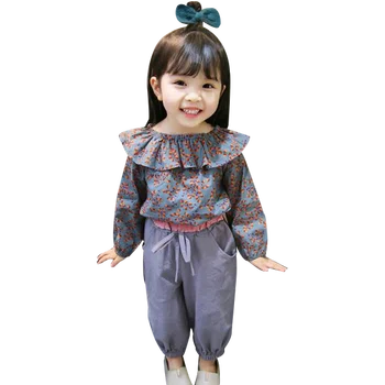 

2020 Spring Kids Clothes Girl Floral T-shirt + Pants 2PCS Suit For Girls Ruffle Baby Girl Clothes Fashion Fall Clothes For Girls