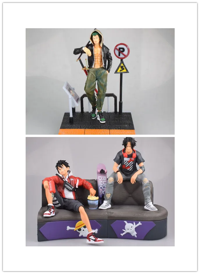 17,5 см-23,5 см Японская статуэтка аниме из поливинилхлорида фигурку One Piece Зоро Луффи Portgas D Ace диван ver Коллекция Игрушки для мальчиков