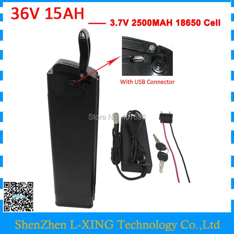 Cheap Free customs Fee 36V 15AH silver fish battery 500W 36V15ah li ion E-BIKE Battery with USB port 2A Charger 2 Cheap Free customs Fee 36V 15AH silver fish battery 500W 36V15ah li ion E-BIKE Battery with USB port 2A Charger 2