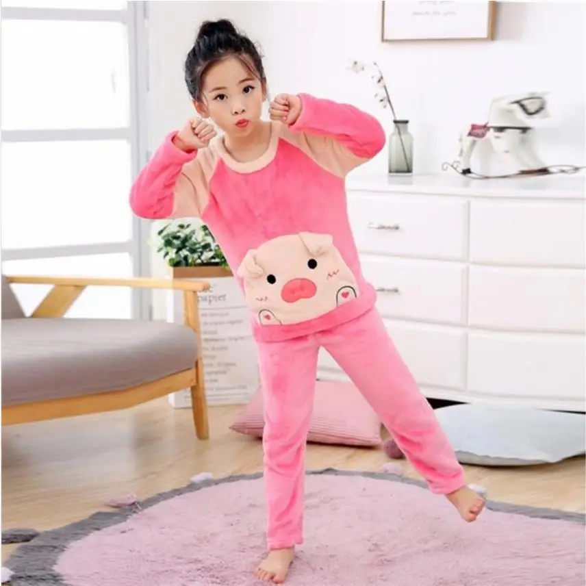 Детские пижамы для девочек, домашняя одежда из кораллового флиса, зимняя Пижама, Детская флисовая Пижама, теплая фланелевая одежда для сна ZX12 - Цвет: style 20
