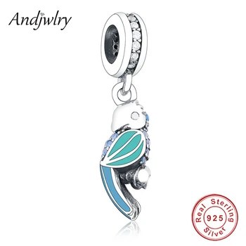 

Authentic 925 Sterling Silver Pendants Fit Original Pandora Charm Bracelets Tropical Parrot Dangle Mixed Enamels DIY Berloque