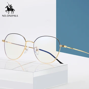 

NO.ONEPAUL Women's Metal frame Optical Glasses Transparent Computer eyeglasses frame Reading Fashion glasses frame Classic Round