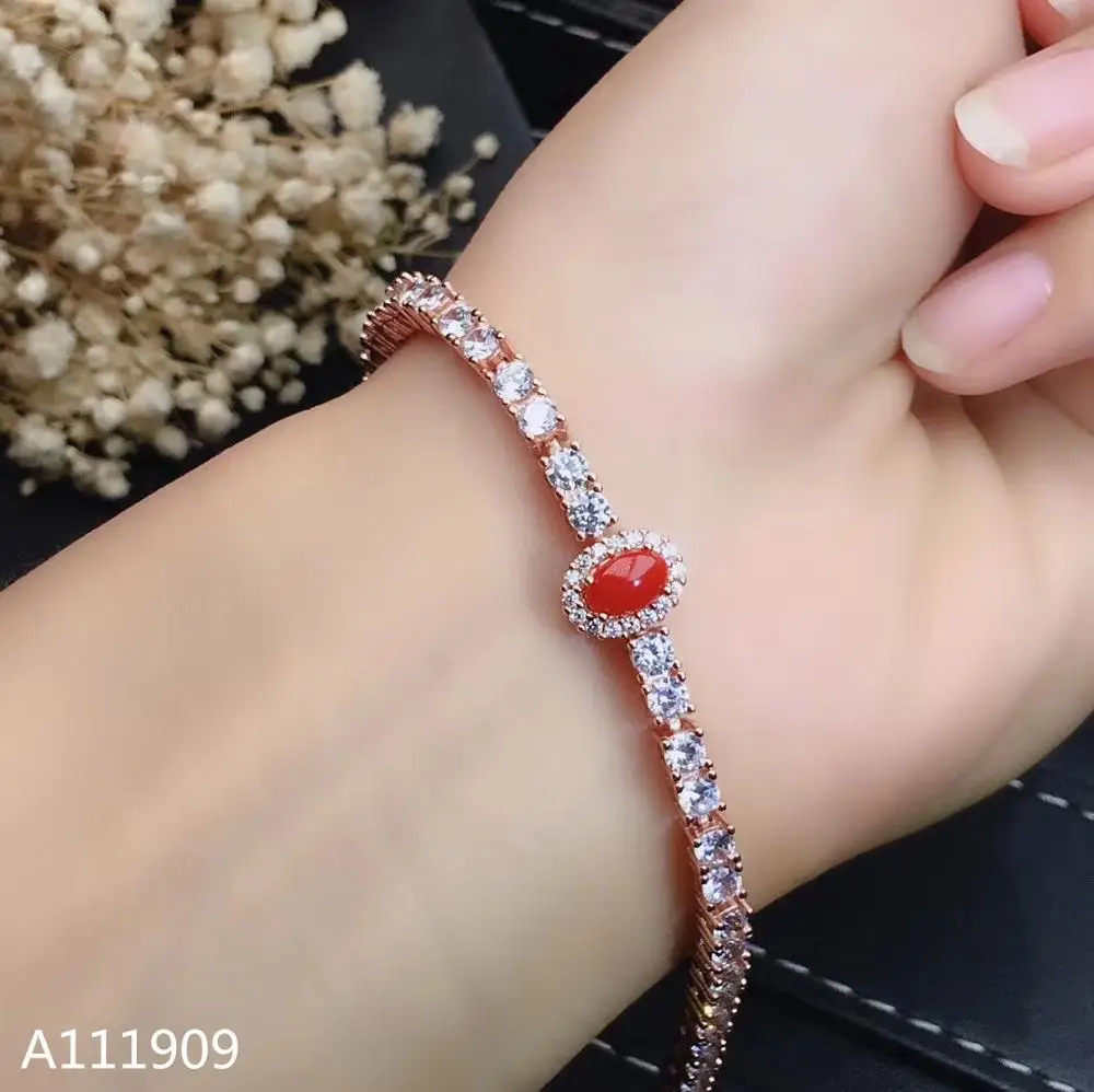

KJJEAXCMY Boutique Jewelry 925 Sterling Silver Inlaid Natural Red Coral Women's Bracelet Support Detection Fine Marry Party