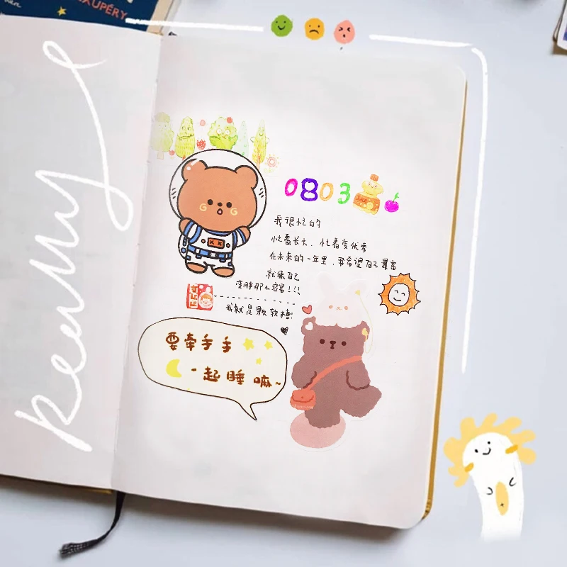 Kawaili мультфильм маленький кролик наклейки "медведь" для дневник в стиле Скрапбукинг DIY Творческий журнал Фотоальбом украшения Стикеры