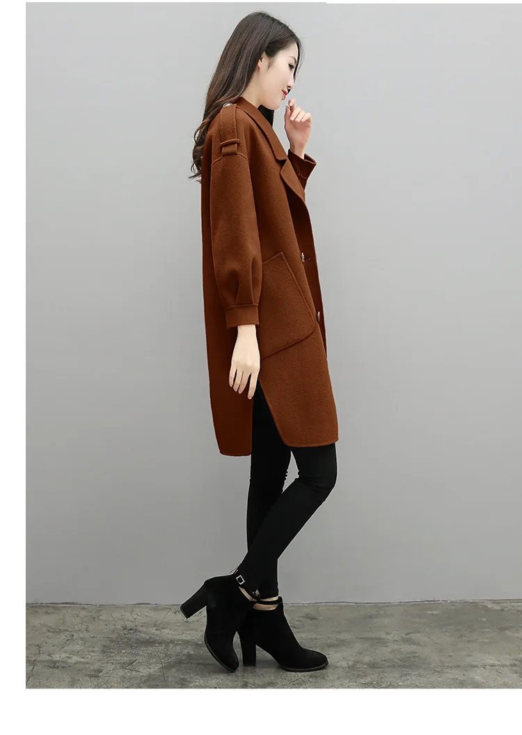 Зимнее корейское пальто женское Модное Элегантный шерстяной жакет офисное женское длинное пальто с длинным Рукавом Casaco Feminino 2XL