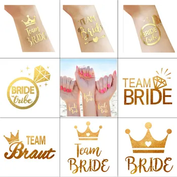 

1pcs Wedding Decoration Team Bride Bronzing Stickers Hen Party Girls Tattoo Stickers Bachelor Party Bride Tribe Bride Shower-C