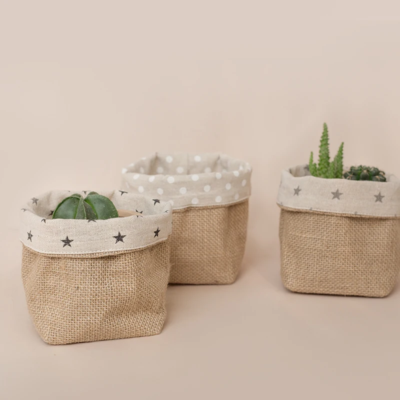 Free Shipping Decorative Jute Flower Pot CoversHome Office Storage