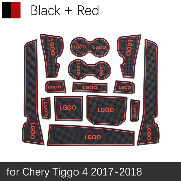 Противоскользящие резиновые ворота слот чашки коврик для Chery Tiggo 4 Tiggo4 Tiggo 5x аксессуары Автомобильные наклейки 14 шт. красный/белый - Название цвета: Red