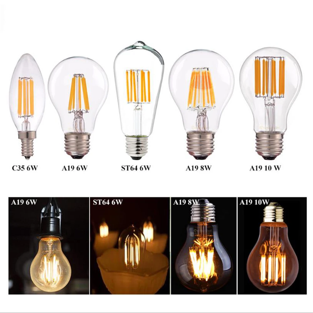 Retro E27 E14 LED Light Bulb for Ceiling Dimmable Vintage Wall Lamp Bulb 220V 2W 4W 6W 8W LED Bulb High Brightness for Home