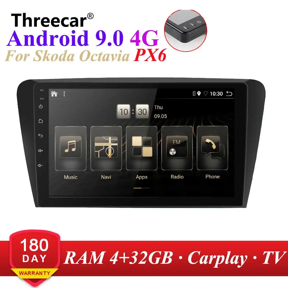 4G+ 32GB PX6 автомобильный DVD мультимедийный плеер для Skoda Octavia A7 2013- 2din Android 9,0 радио авто навигация gps 4G камера заднего вида - Цвет: px6