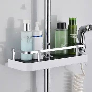 

Adjustable Bathroom Pole Caddy Shower Shelf Organizer Shower Storage Rack Table Home Shower Head Soap Shampoo Bathroom Storage