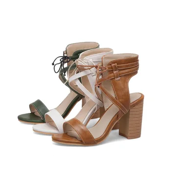 

Lace-up sandals ladies sandals 2020 summer fashion sexy high-heeled sandals square heel shoes summer shoes