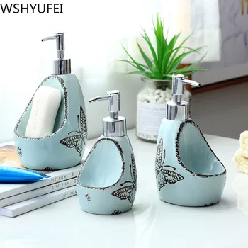 

New fashion ceramic lotion bottle Press type Portable shampoo shower gel storage bottle Hotel home bathroom decoration WSHYUFEI