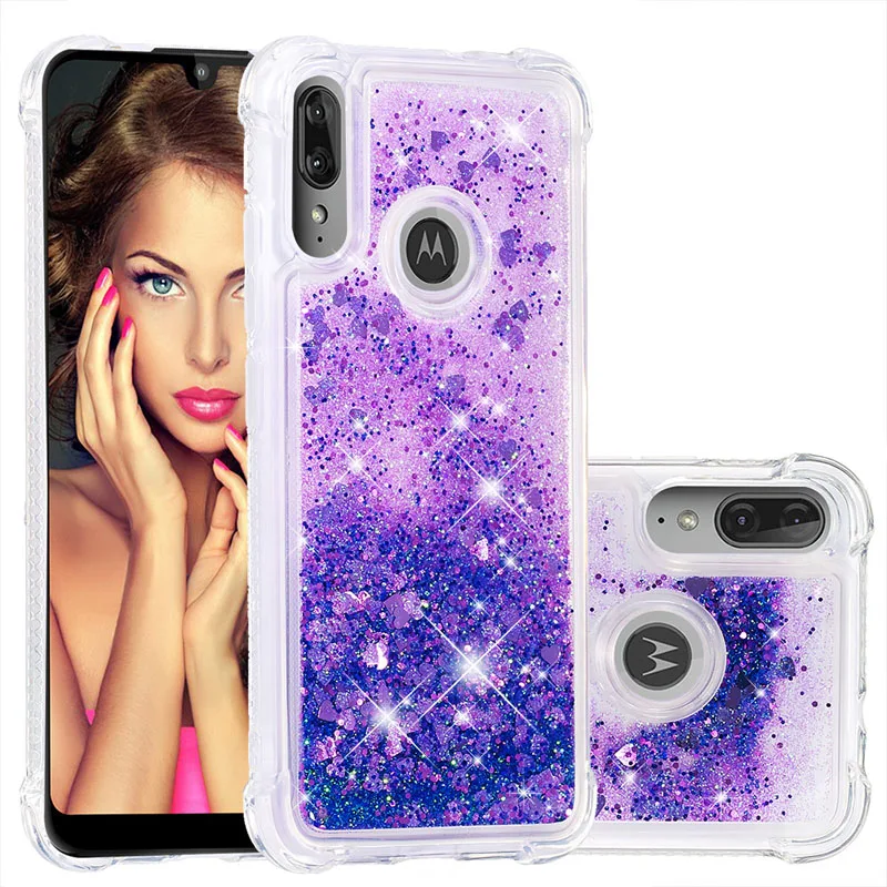 Блестящий чехол с динамической жидкостью для Motorola Moto E6 Plus, милый силиконовый чехол для Moto E6 XT2005, бампер, чехол s MotoE6 E 6 Plus