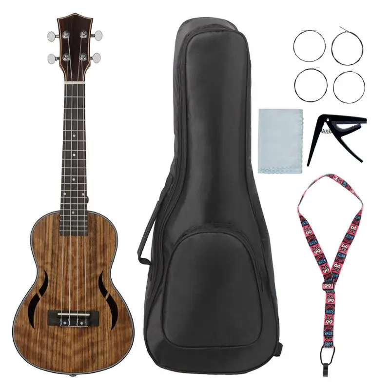 

26 Inch Acoustic Tenor Ukulele Ukelele Uke Walnut Wood Nylon Strings Close Type Tuning Pegs Sting Instrument