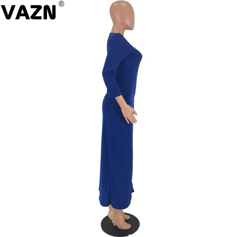 VAZN AWN5051, одноцветные,, модные, сексуальные, женские, асимметричные, Длинные Топы, сексуальные, женские, с круглым вырезом, с длинным рукавом, повседневные, открытые футболки, топы