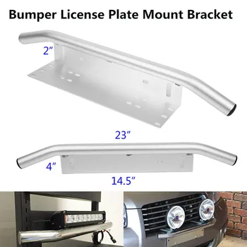 

23"Chrome Car Bull Bar Front Bumper License Plate Working Light Mount Bracket