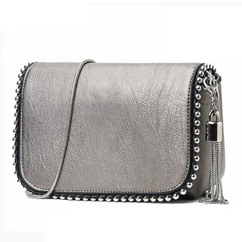 

Women Messenger Bags Vintage PU Leather Shoulder Bag Crossbody Bags for Women 2020 Fashion Tassel Handbag Shoulder Rivet Bead