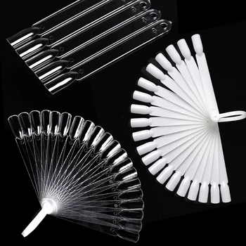 

Clear False Nail Tips Fan Style Natural Black Transparent Sticks Polish Acrylic Nail Tips Practice Display for Gel Tools