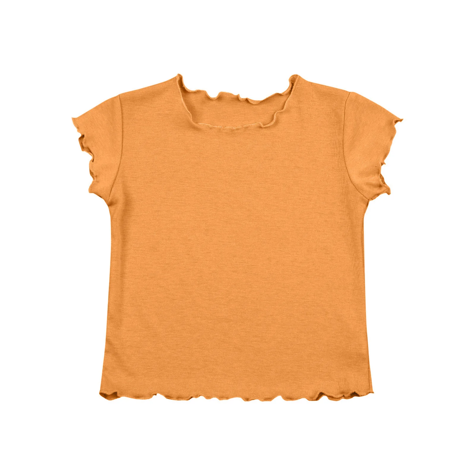 

Toddler Children'S Clothing Tops Kid Girls Tees Solid Tops Round Neck Short Sleeve Casual Slim T-Shirts Summer Children Clothes