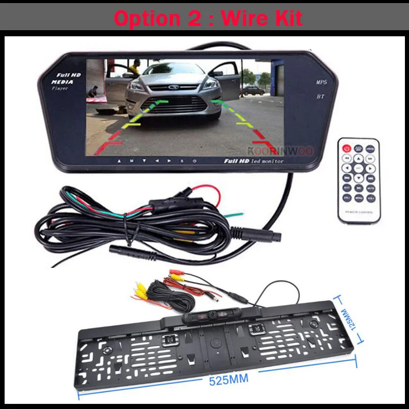Koorinwoo1024P для sony CCD Автомобильная заднего вида монитор зеркало 7 дюймов медиа Bluetooth USB SD музыкальный плеер Реверсивный Camaera безопасности, парковочный TFT ЖК-дисплей NTSC PAL видео вход - Цвет: Option 2
