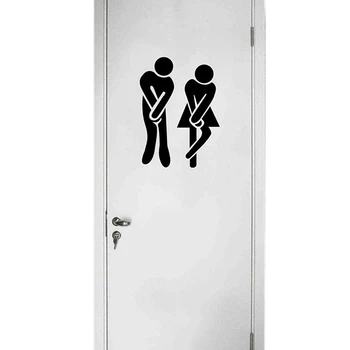 

Simple Style Funny Cute Public Toilet Woman Men Logo Black Wall Sticker Creative Poster for Washroom Door Decal J99Stor