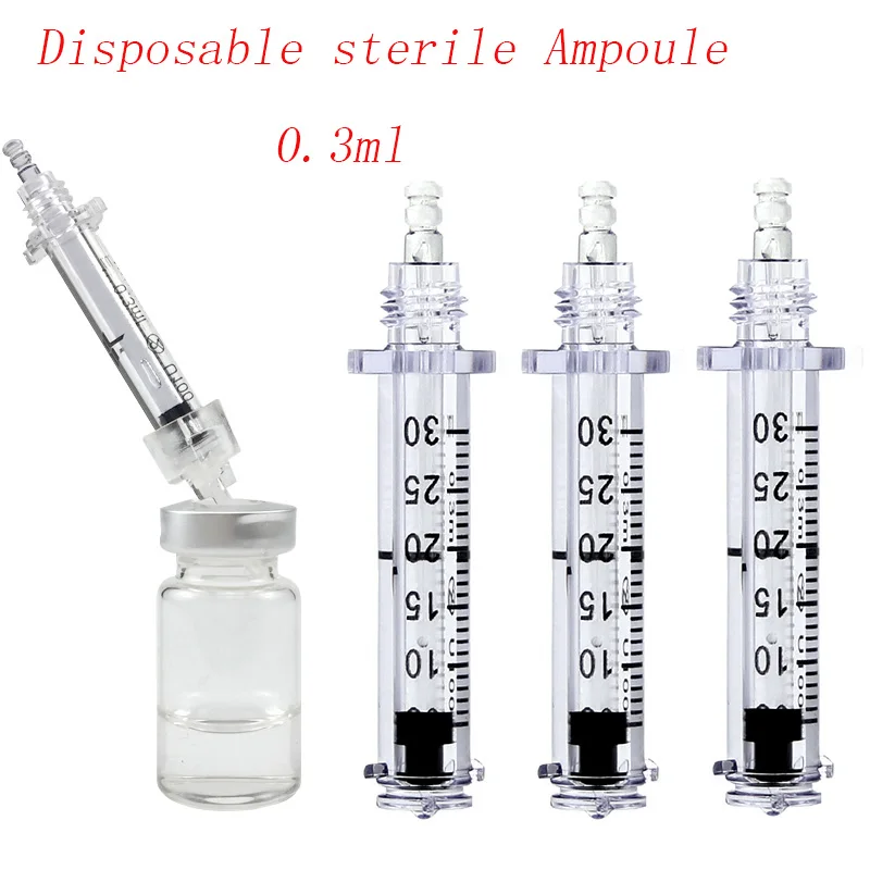 

50pcs 0.3ml Disposable sterile Ampoule Syringes For Hyaluronic Pen High Press Wrinkle Removal Water Syringe With Production Date