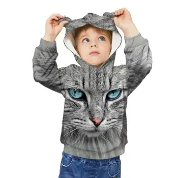 

Boys Girls Hoodies War Wolf Tiger 3D Print Cartoon Cat AutumnKids Sweatshirt Pullover Fortnited Enfant Teen Hooded Clothes 4-12Y