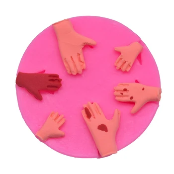 

2019 Five Different palm Hands Modeling Molds 3D Fondant Silicone Mould For Cake Decorating Jelly Chocolate Lace Cupcake Moulds