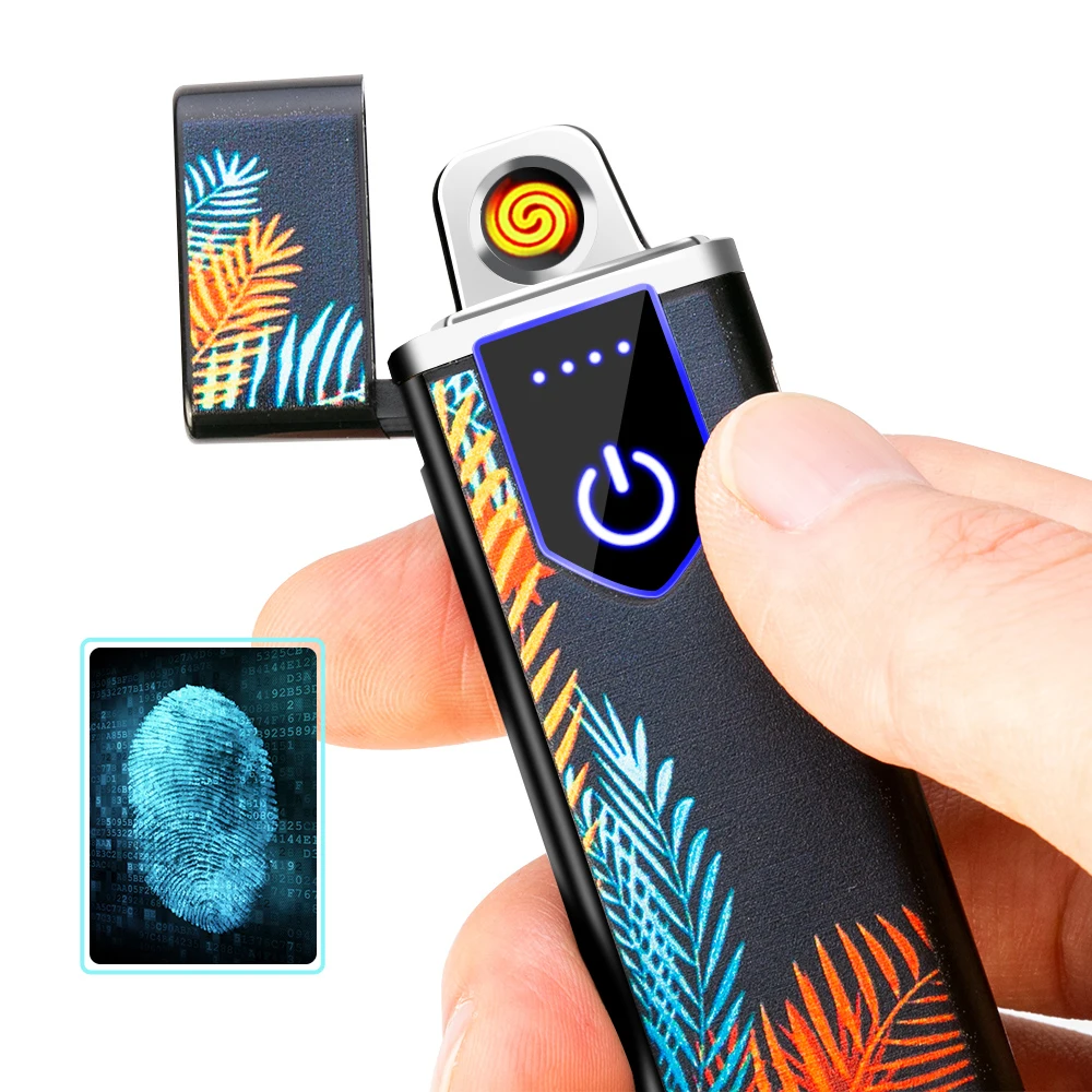 USB перезаряжаемая электрическая зажигалка сенсорный датчик отпечатков пальцев