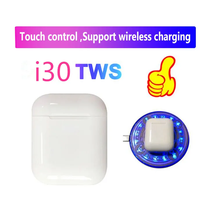

i30 TWS Earphone support wireless charge P-o-p up 6D Super Bass Bluetooth 5.0 headphones PK i200 i10 i90 i80 i100 tws