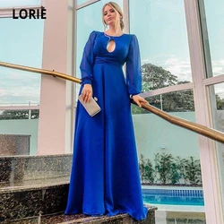 LORIE Elegant Royal Blue Chiffon Formal Eveing Dresses Long 2020 Simple Long Sleeve Floor Length Mother Party Dress Custom Made