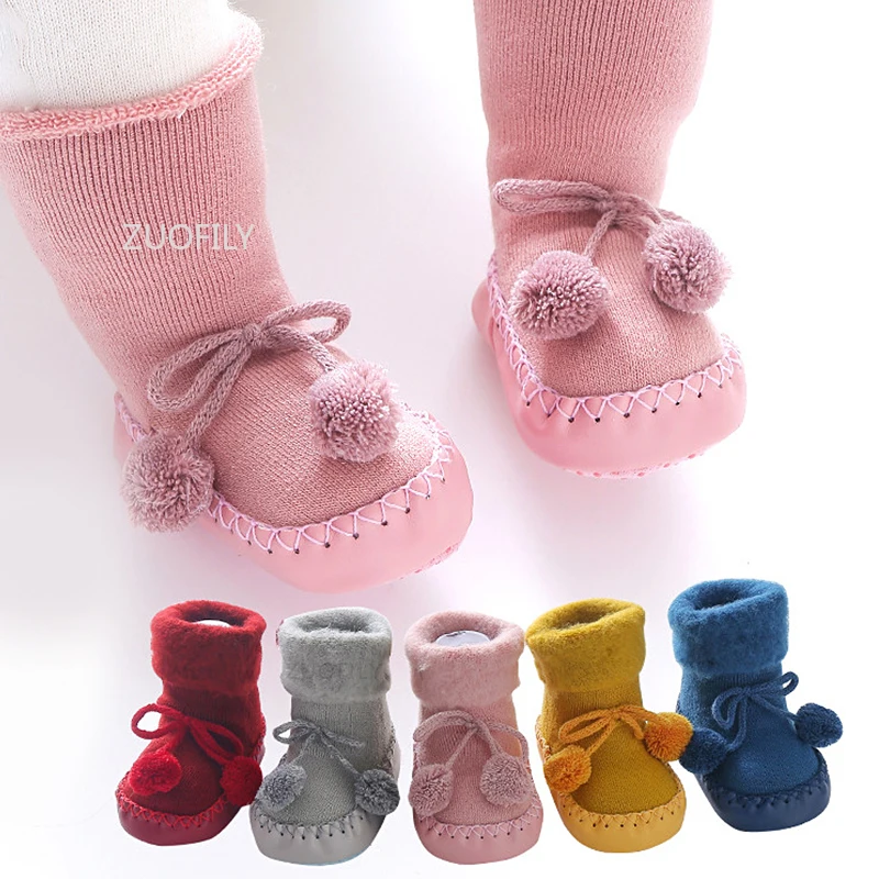 Infant Socks for Baby Warm Booties Sock with Rubber Soles Newborn Toddler Girl Boy Kids Winter Terry Slipper | Детская одежда и