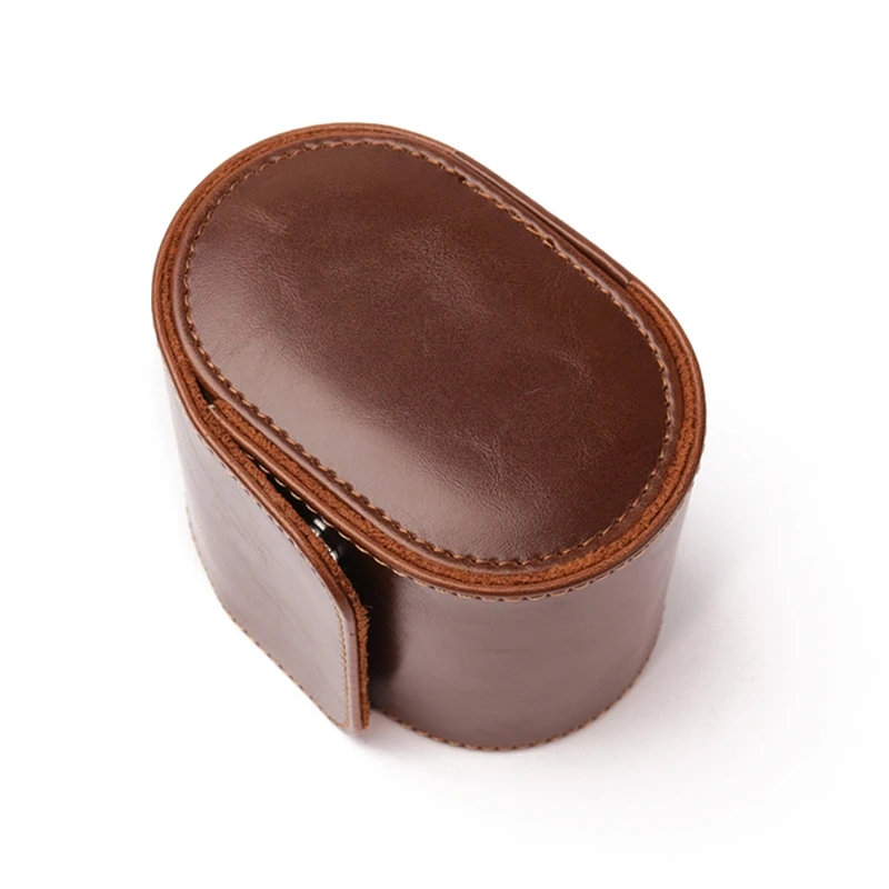 New Brown Real Leather Watch Roll Single Watch Travel Case