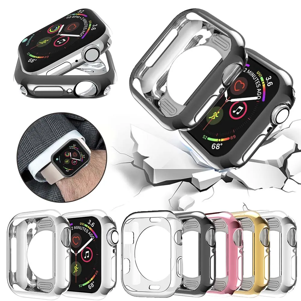 Чехол для часов для Apple Watch Series 5, 4, 3, 2, 1, ремешок, чехол 42 мм, 38 м, 40 мм, 44 мм, тонкий ТПУ чехол, защита для iWatch 4, 44 мм