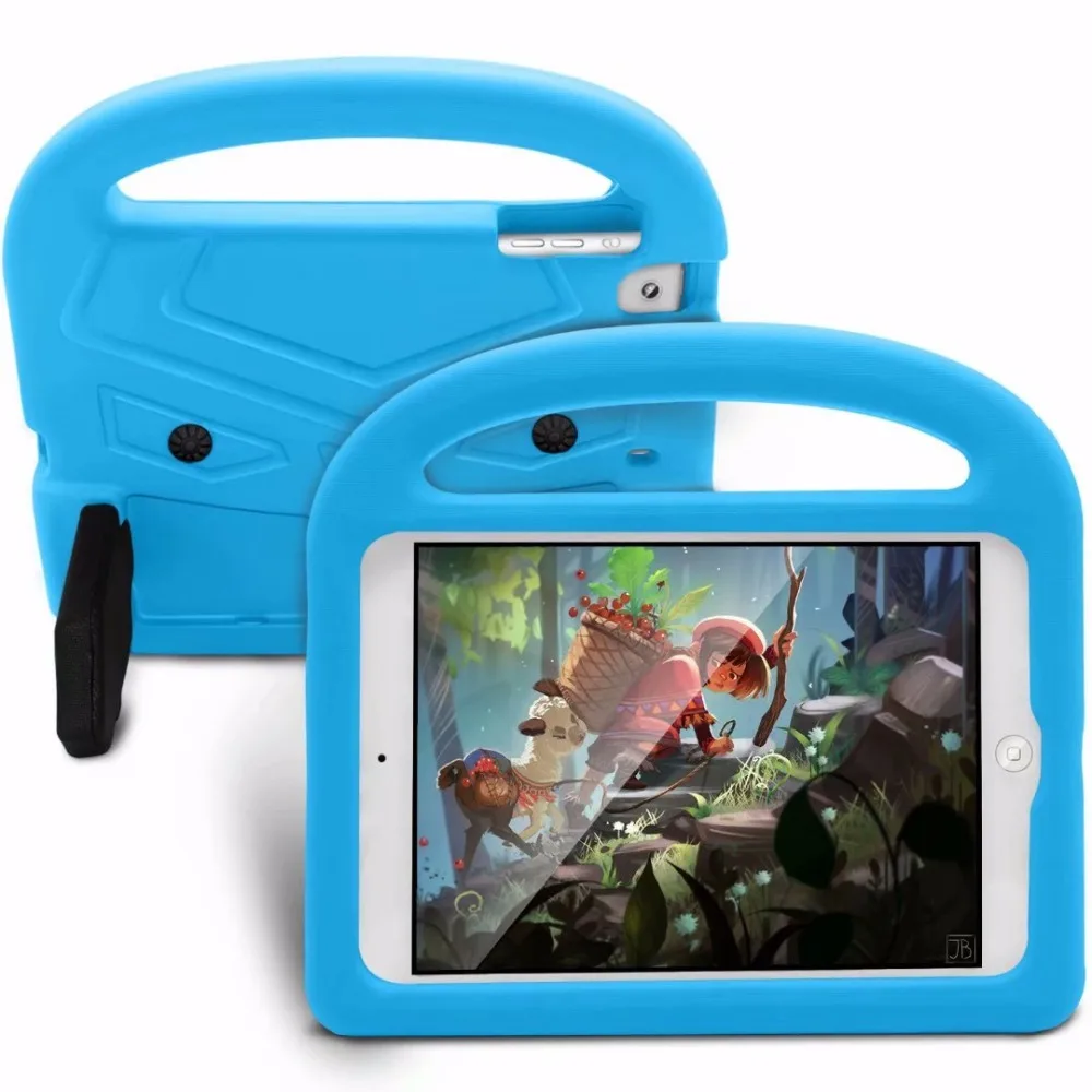 blue Для Apple iPad Mini1/2/3/4 EVA пены противоударный чехол для iPad Mini 1 2 3 4 Funda Coque дети Стенд защитный чехол - Цвет: blue