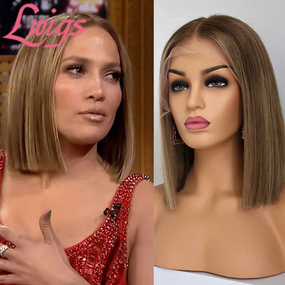

Cheap Ombre Highlight Blonde Short Bob Lace Front Wigs Straight Ombre Blonde Bob Lace Front Human Hair Wigs Europ Full Lace Wigs
