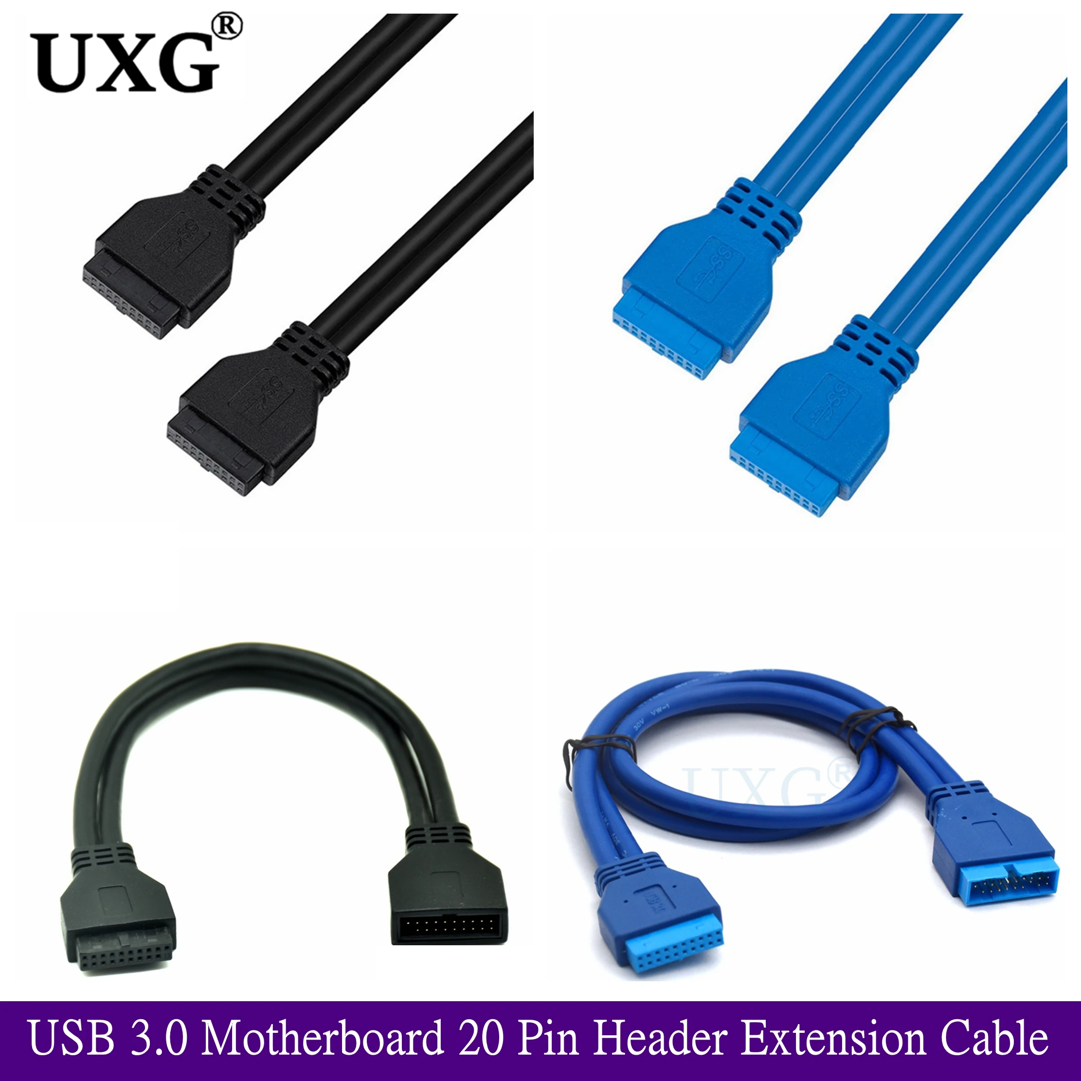 Usb 3.0 Placa-mãe 20 Pinos Encabeçamento Extensão Adaptador Cabo Duplo Conector Macho Fêmea para Fêmea Extensor 20pin Cabo 20cm 50cm