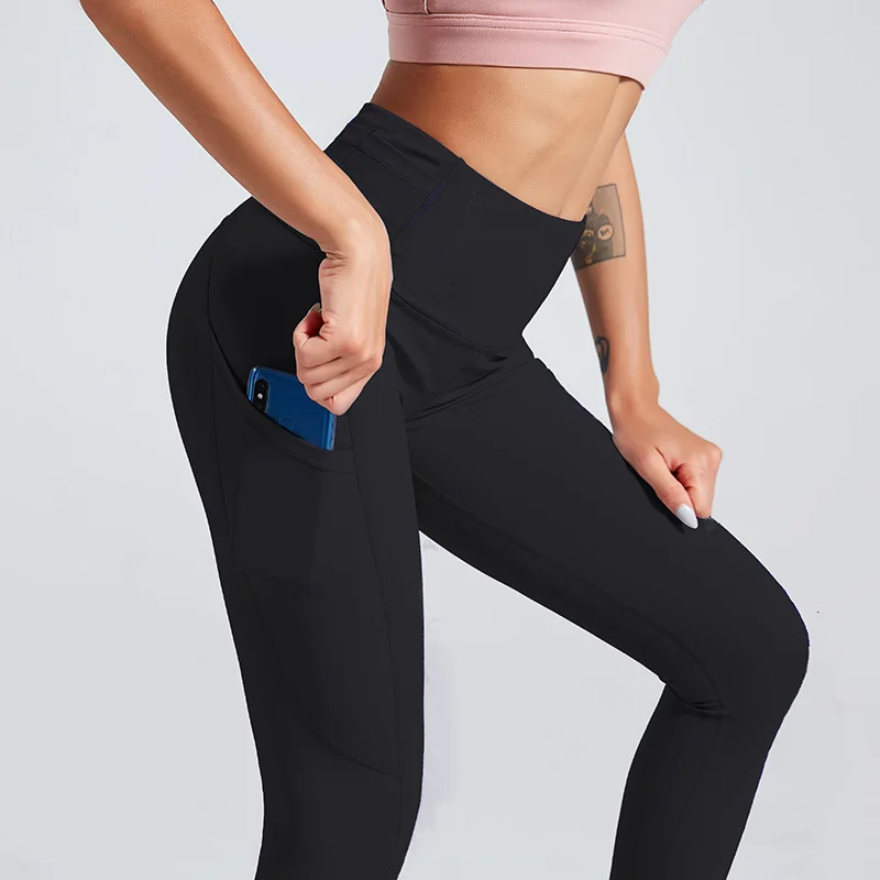 Y6067 Black HEYJOE Soild лоскутные леггинсы женские сексуальные персиковые Харт спортивные Леггинсы с карманами для фитнеса Feminina фитнес высококачественные нейлоновые штаны - Цвет: Y6067 Black