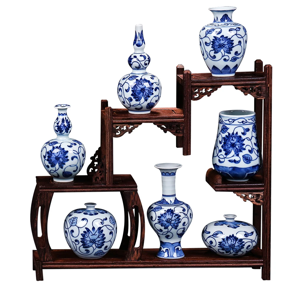 Антикварные сине-белые фарфоровые вазы Jingdezhen ручной работы оригинальные
