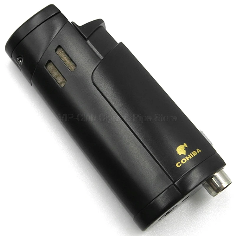 COHIBA Металл 3 пламя фонарь струйный сигарета легче, чем газ-бутан зажигалка ветрозащитный с сигарой удар открытый инструмент для курения