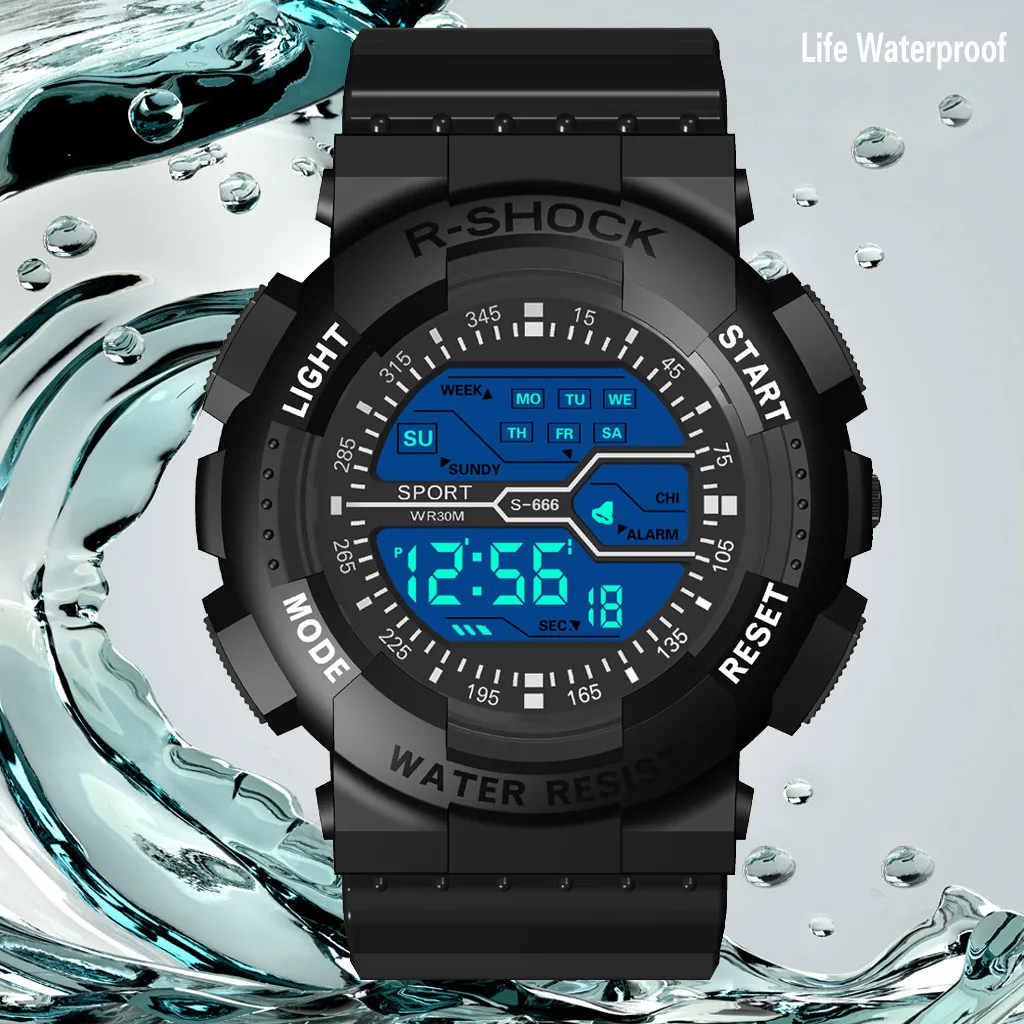 Relogio цифровые водонепроницаемые спортивные часы семь цветов красочные светящиеся многофункциональные спортивные модные электронные часы reloj hombr
