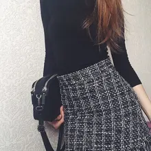 Colorfaith, Женская шерстяная мини-юбка, Осень-зима, винтажная прямая клетчатая юбка с кисточками, короткая юбка с высокой талией, Femininas SK5583