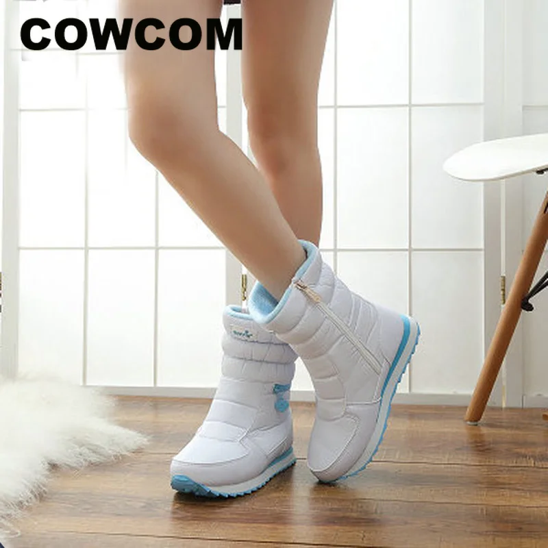 COWCOM/женские сапоги на платформе зимние со снежинками нескользящая