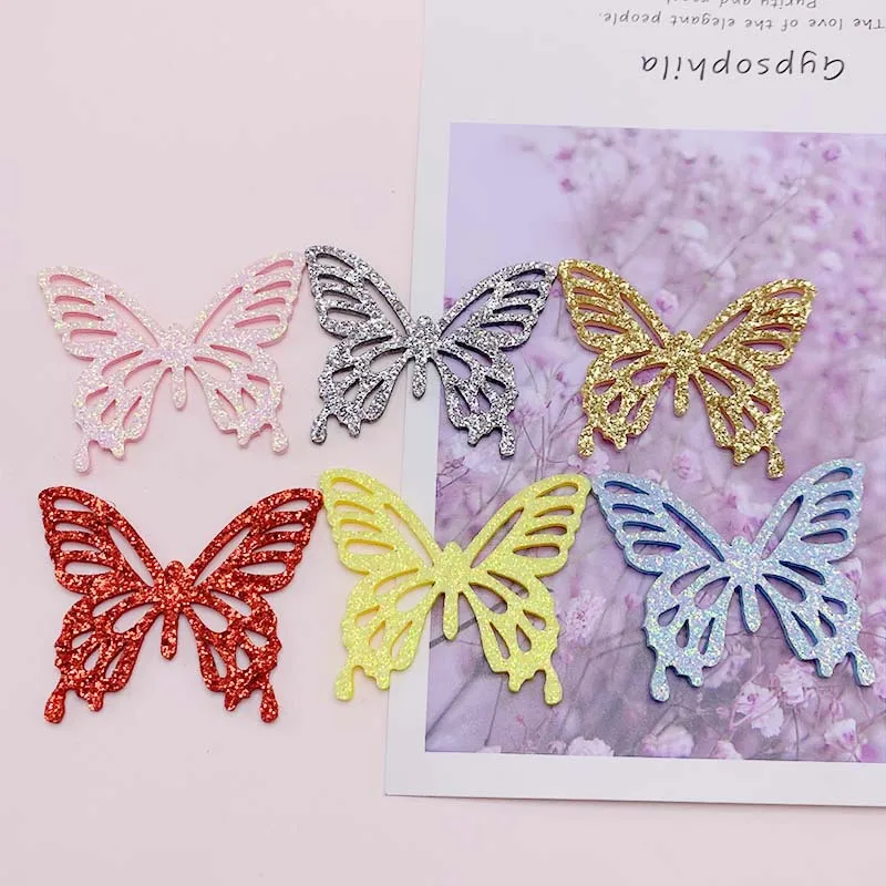 Laser Cutting Butterfly Padded Applique 36Pcs/Lot For DIY Clothes Hat Festival Decoration Patches Hair Clip Accessories