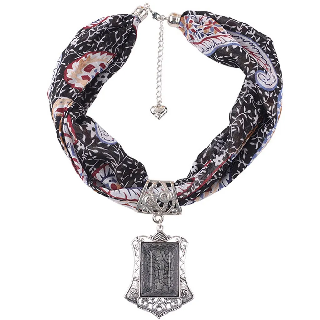 Luxury Scarf For Ladies Elegant Floral Print Floral Scarves Women Boho Beach Shawl Crystal Stone Casual Wrap Necklace Scarf#o19s