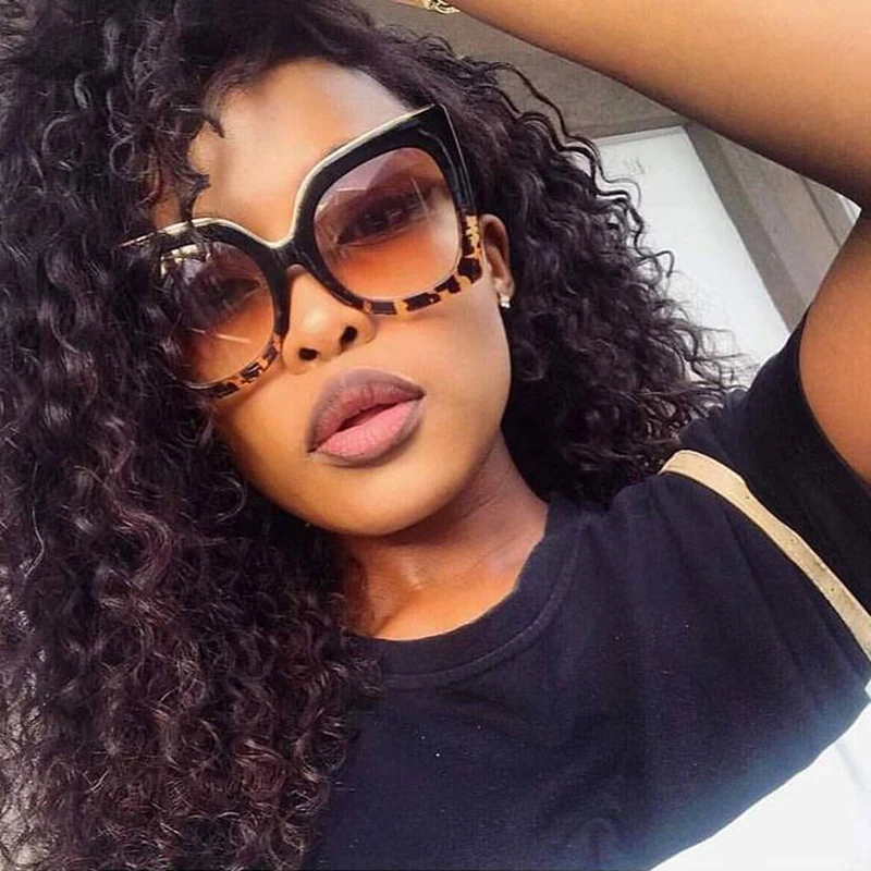 Квадратные модные солнечные очки Gafas винтажные большие солнцезащитные очки для женщин Роскошные брендовые дизайнерские солнцезащитные очки Черная леопардовая оправа UV400